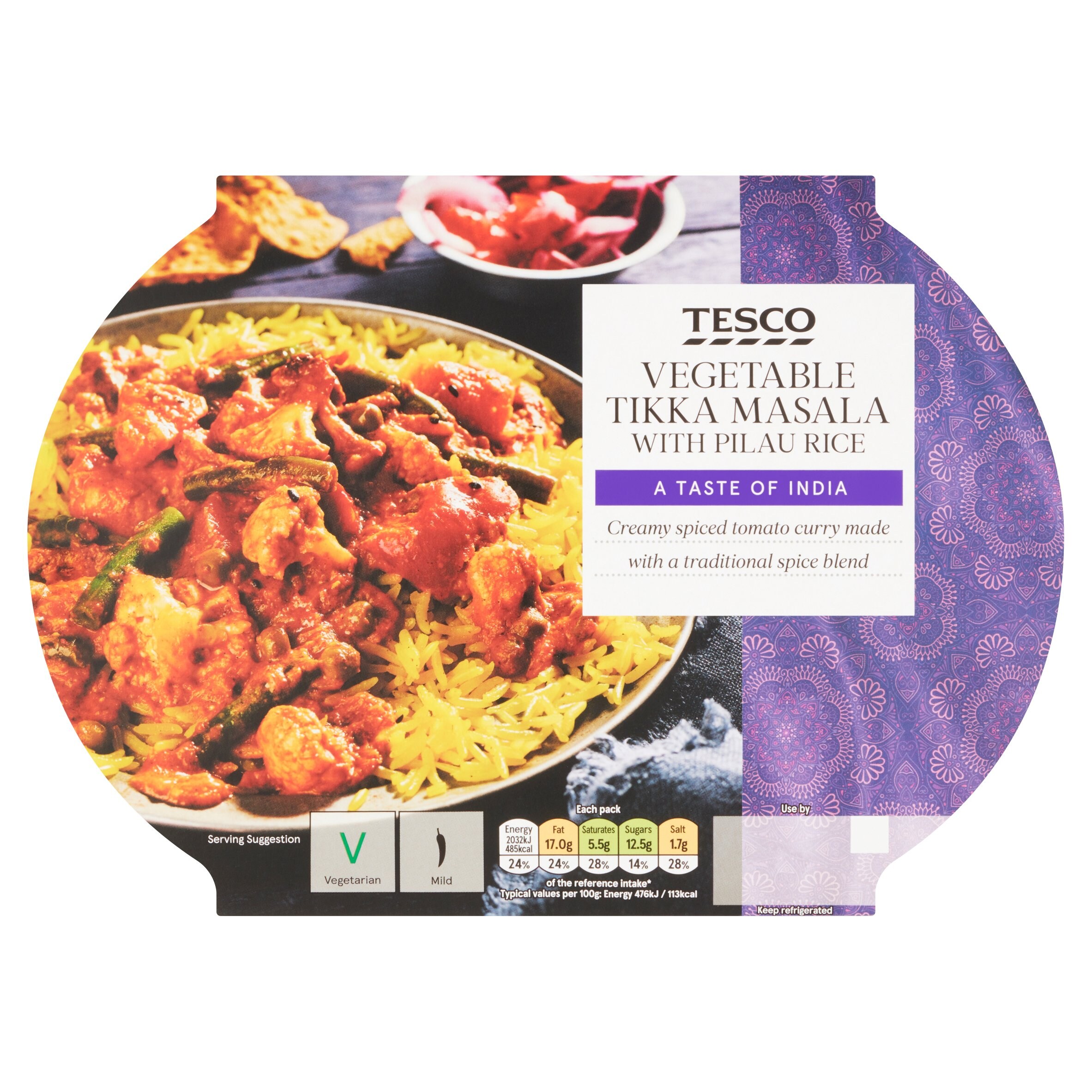 Tesco Vegetable Tikka Masala With Rice 450G