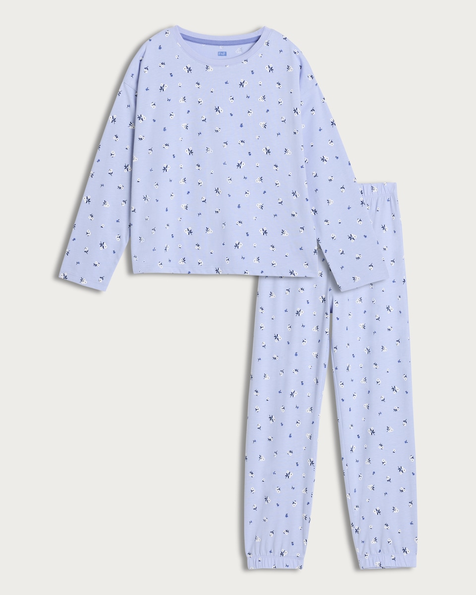 F&F Girls Pure Cotton Floral Print Pyjamas in Multi