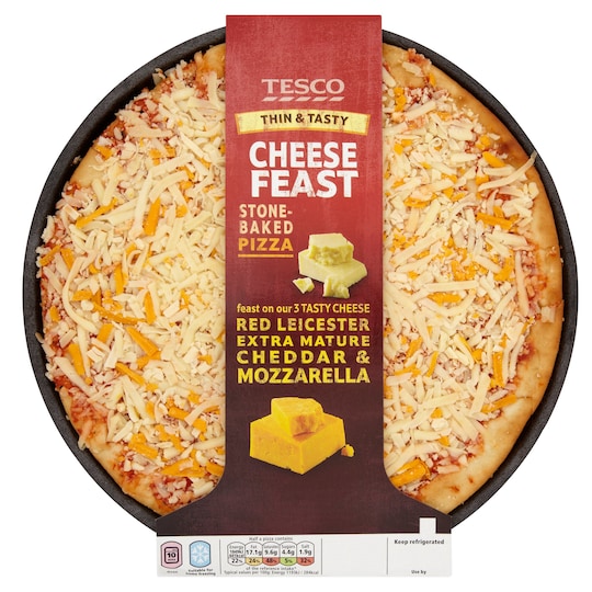 Tesco Thin Cheese Feast Pizza 310G Tesco Groceries