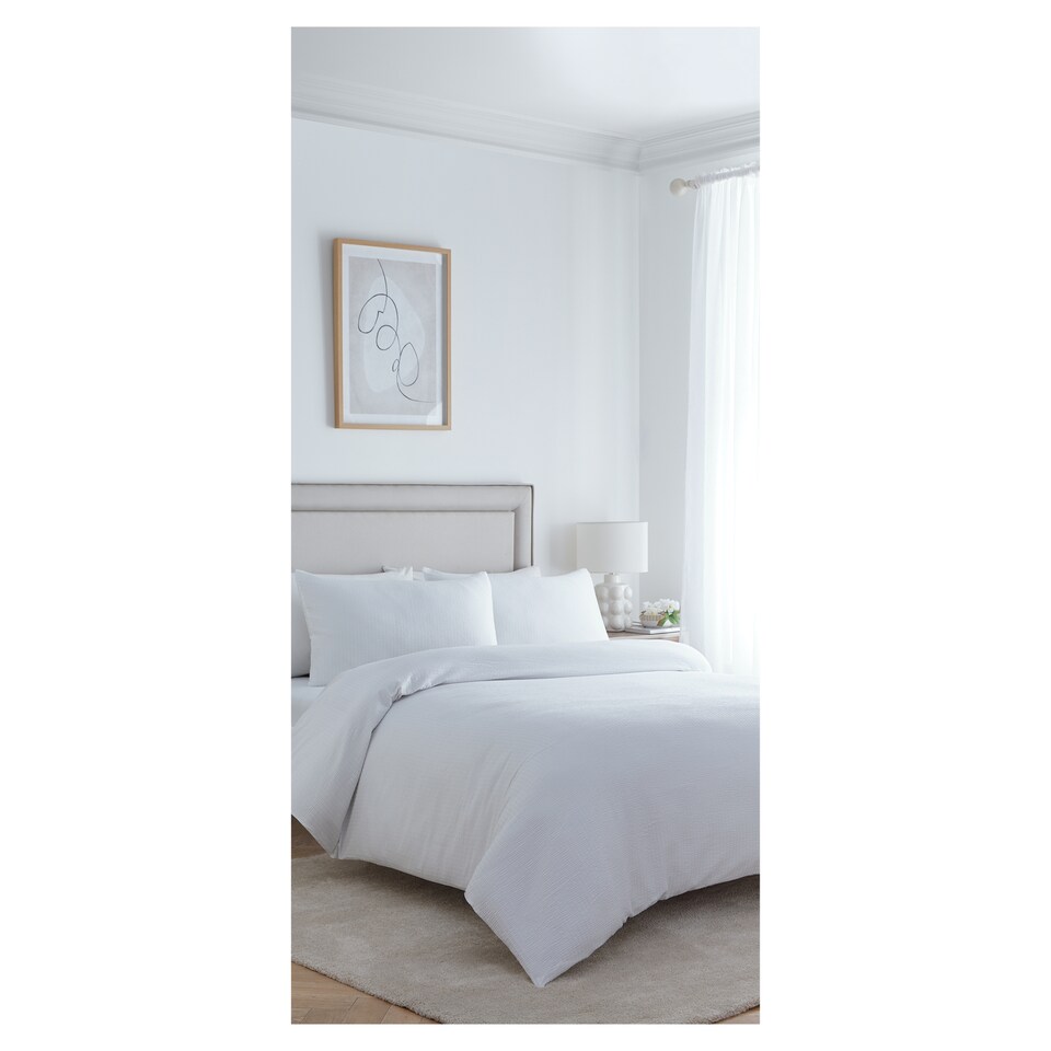 West Park White Seersucker Duvet Cover Set Superking