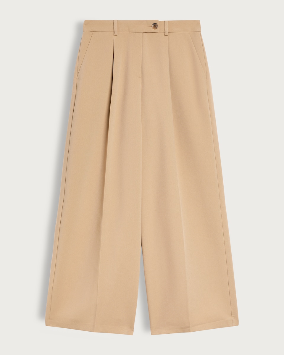 image 1 of The F&F Edit Wide Leg Pleated Trousers in Brown