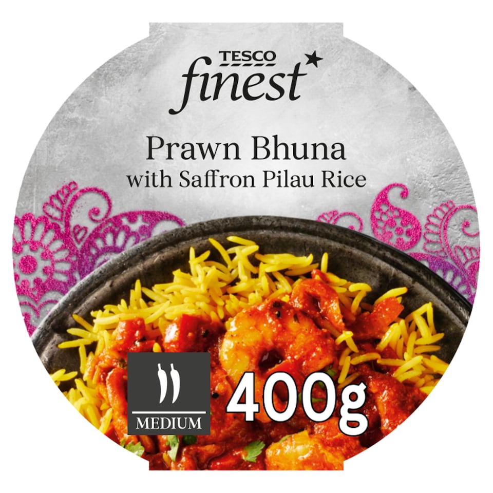 Tesco Finest Prawn Bhuna & Saffron Pilau Rice 400g