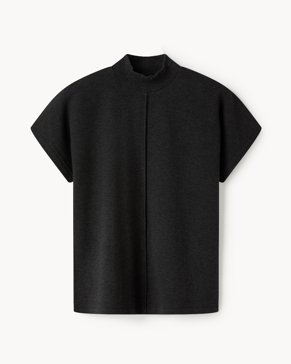 image 1 of F&F Brushed Pintuck Short Sleeved Top in Grey