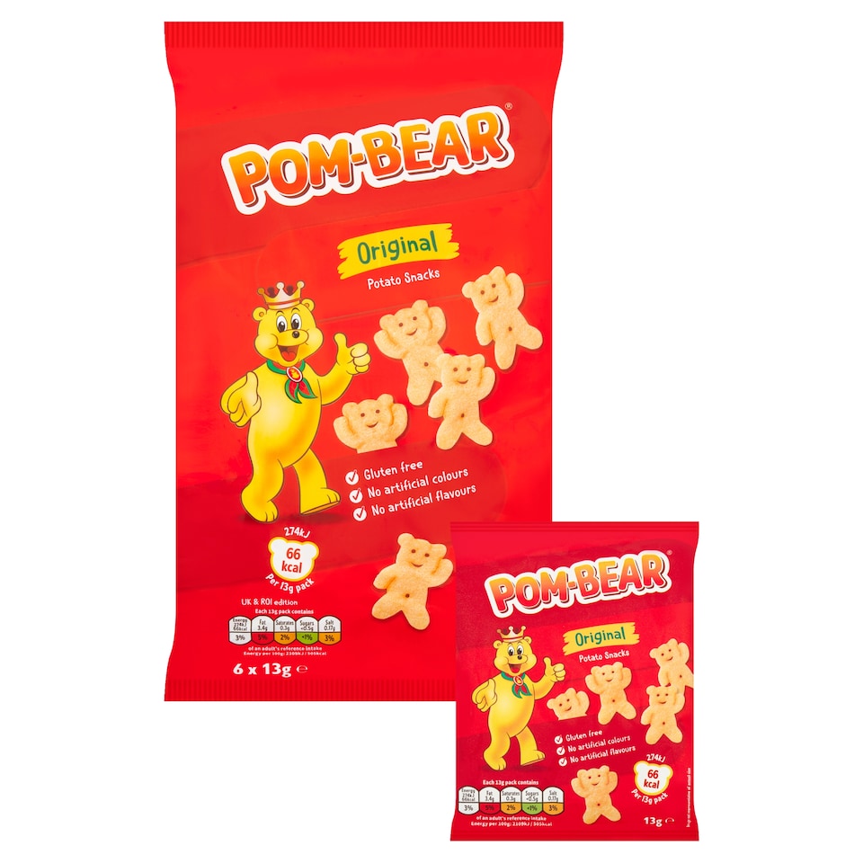 image 1 of Pom-Bear Original Multipack Crisps 6x13g