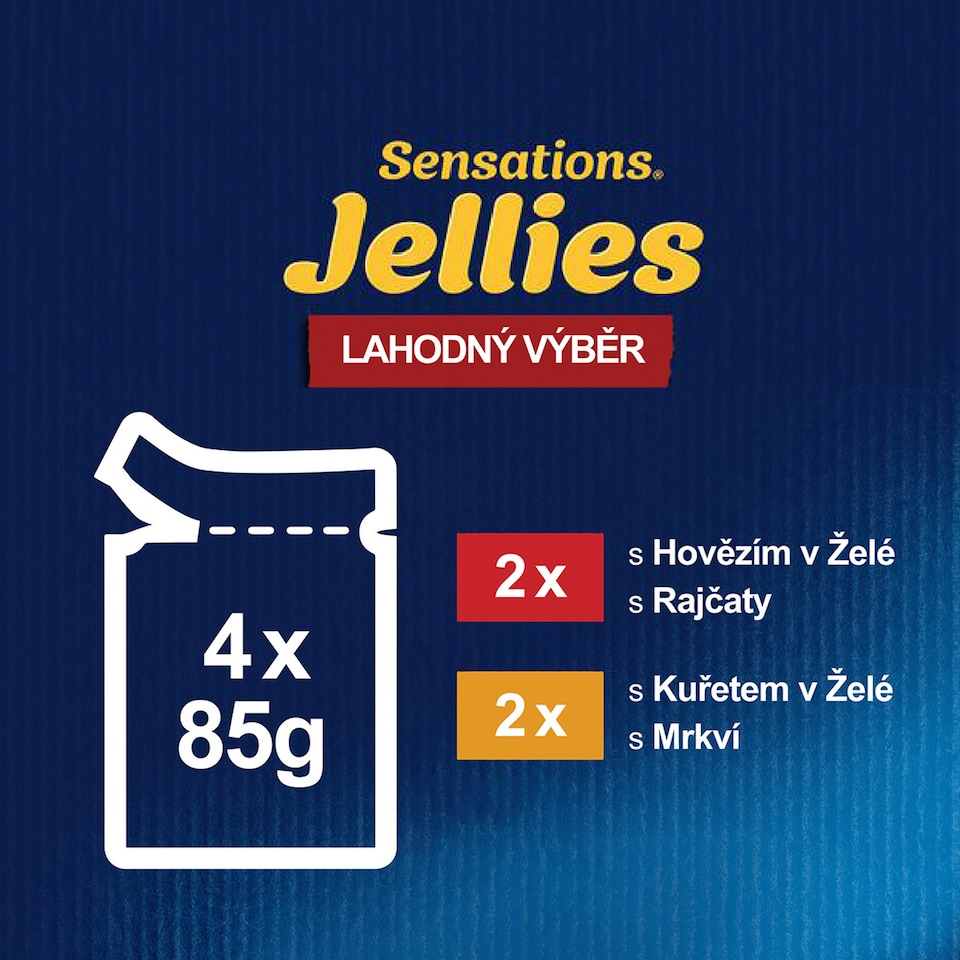 obrázok 1 z Felix Sensations Jellies kapsičky pre mačky hovädzie, kura v želé 4 x 85 g