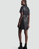 image 3 of F&F Faux Leather Belted Shirt Dress in Black