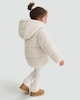 image 3 of F&F Girls Borg Textured Padded Hooded Jacket in Cream