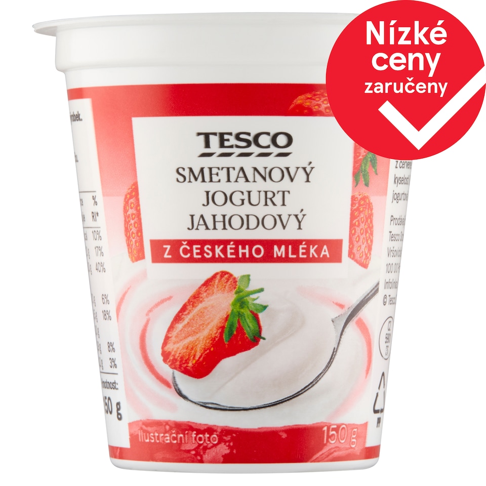 Tesco Smetanový jogurt jahodový 150g