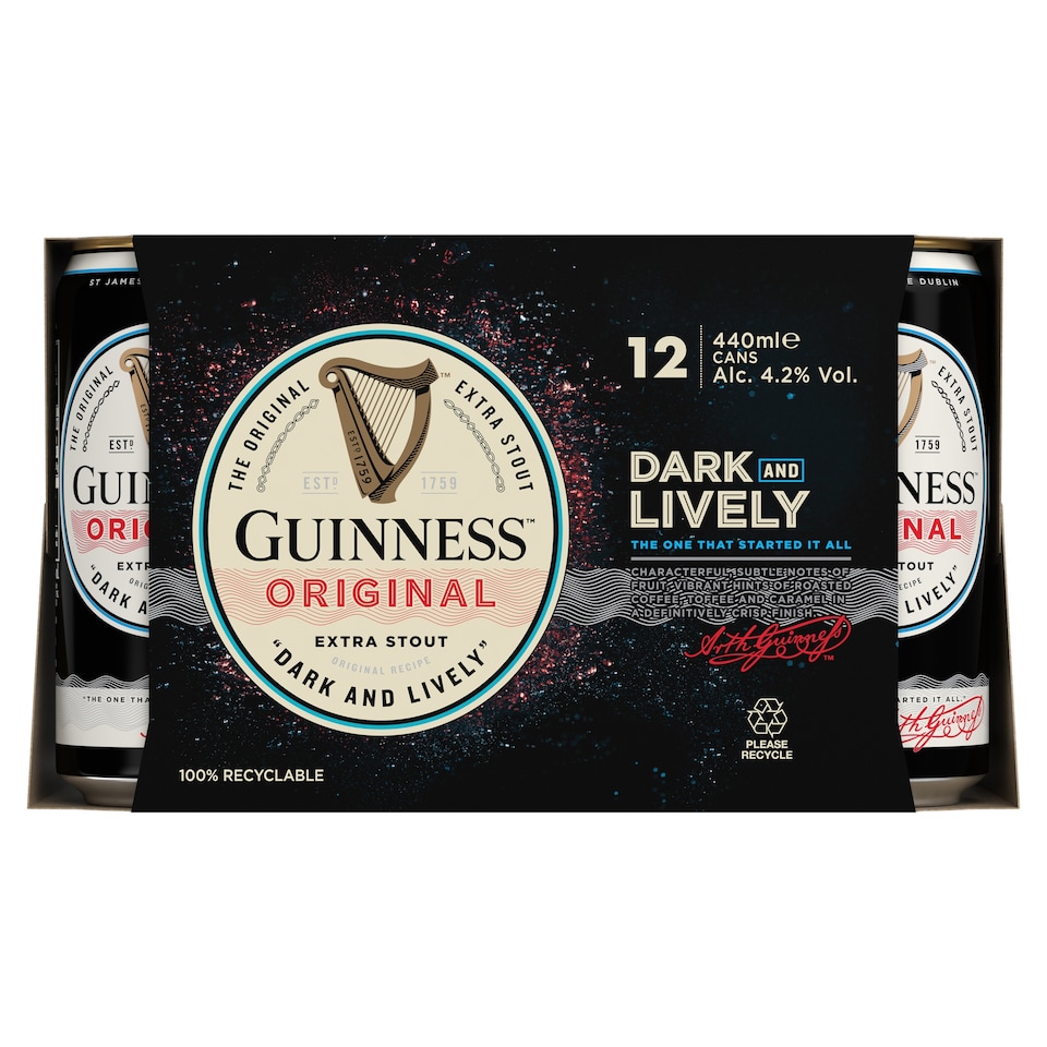 image 1 of Guinness Original Stout Beer Can 4.2% Vol 12x440ml