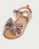 image 3 of F&F Girls Bow Detail Strap Sandals in Gold
