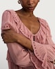 image 1 of F&F Ruffle Trim Detail Tie Neck Blouse in Pink