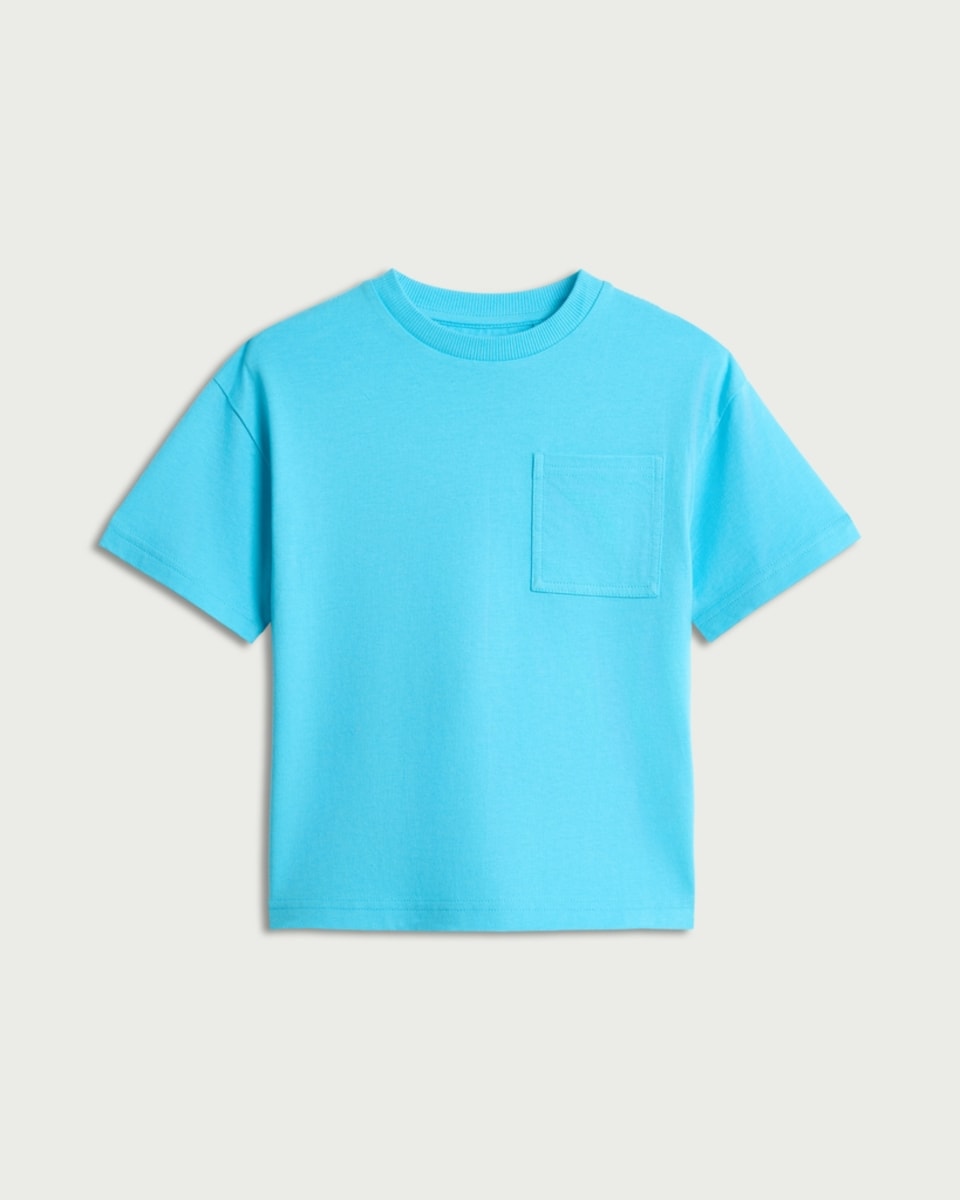 image 1 of F&F Boys Pure Cotton Pocket T-Shirt in Aqua