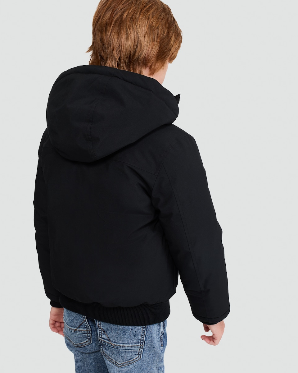 image 1 of F&F Boys Hooded Shower Resistant Jacket in Black