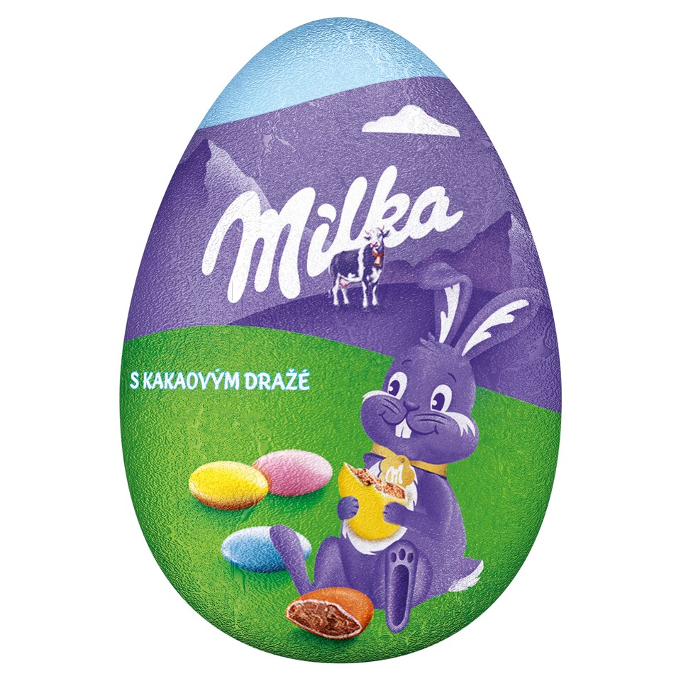 Milka vajíčko plněné čokoládovými bonbony v cukrové skořápce 50g