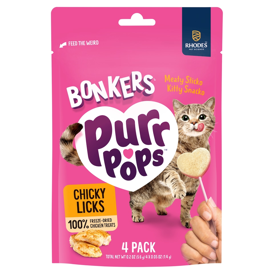 image 1 of Bonkers Purrpops Freeze Dried Chicky Licks Chicken Cat Treats 4 Pack 5.6g