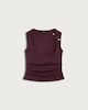 image 4 of F&F Ruched Twist Front Sleeveless Top in Burgundy