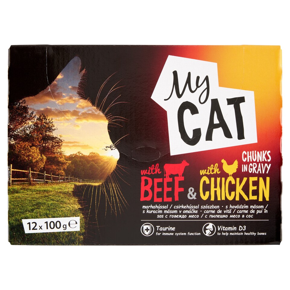My Cat alutasak teljes értékű eledel macskáknak marhahússal és csirkehússal szószban 12 x 100 g