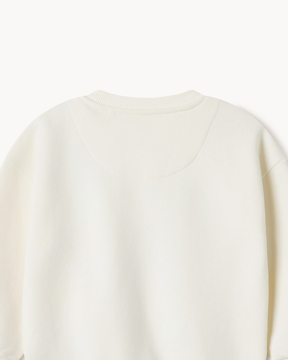 image 1 of F&F Girls Cotton Rich Heart Print Sweatshirt in Cream