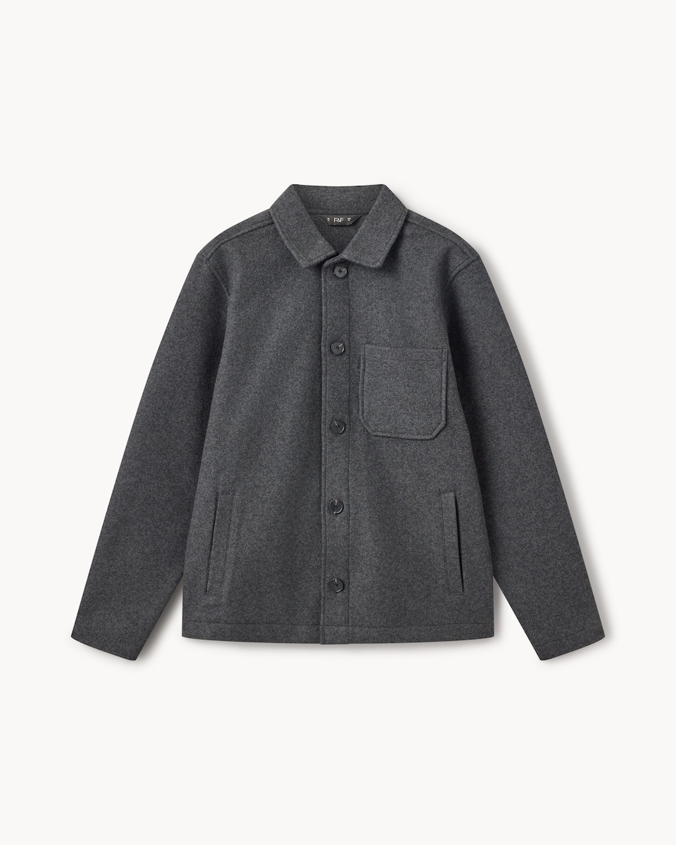 image 1 of F&F Textured Button Up Overshirt in Grey