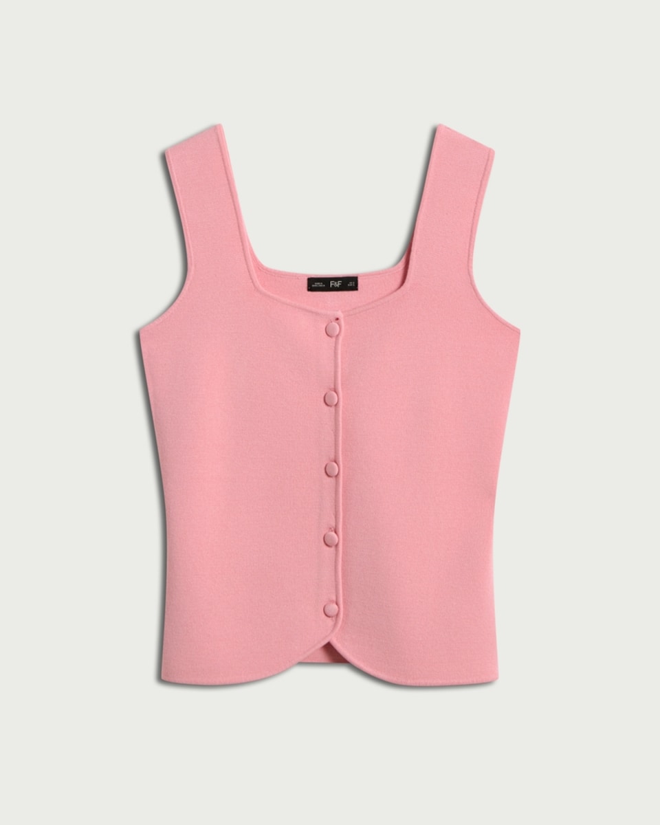 image 1 of F&F Button Front Waistcoat in Pink
