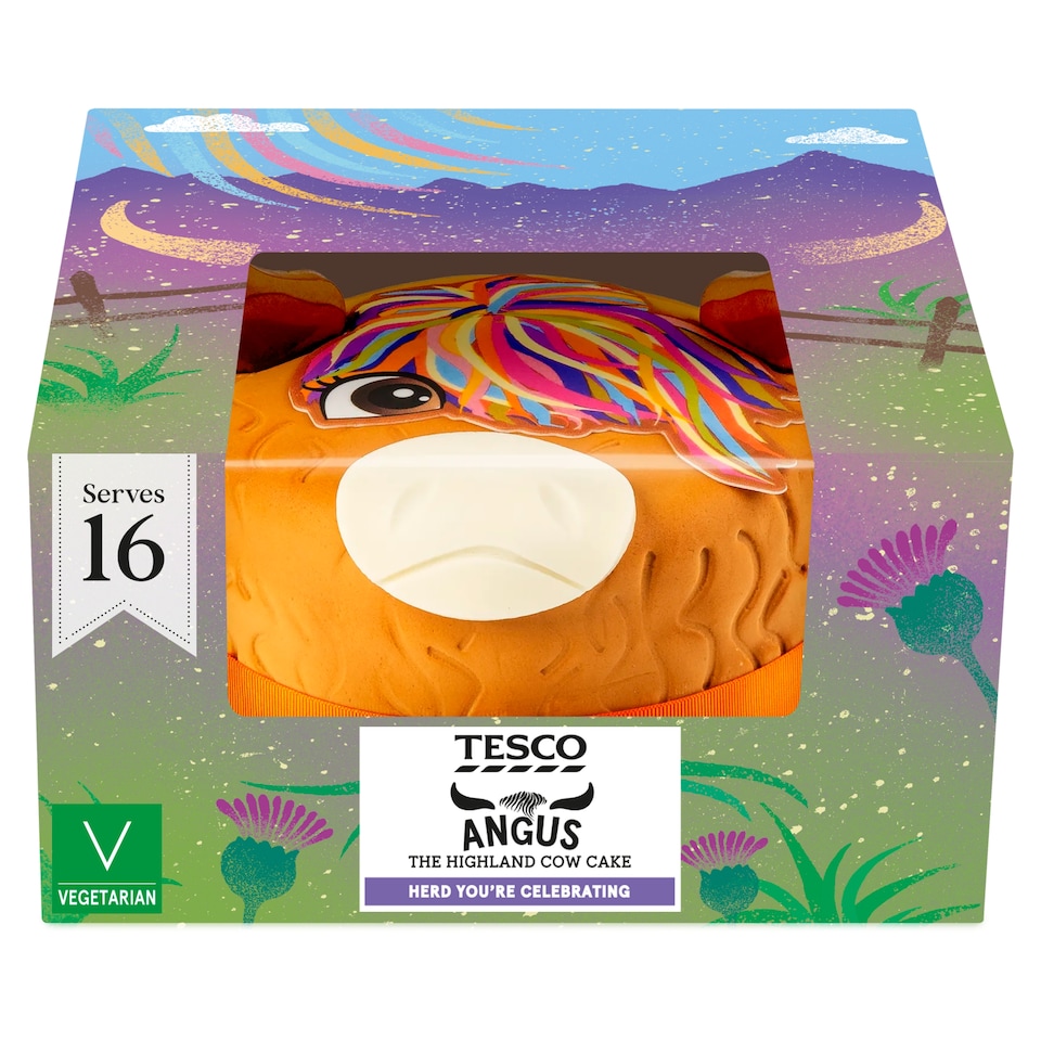 Tesco Angus The Highland Cow Cake Serves 16