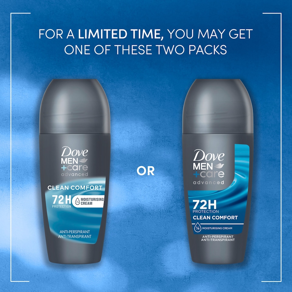 image 1 of Dove Men+Care Clean Comfort 72h Roll-On Antiperspirant Deodorant 50ml