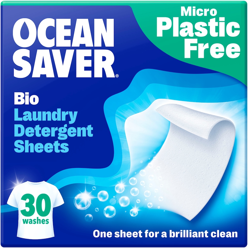 OceanSaver Plastic Free Bio Laundry Detergent Sheets 30 Washes 60g