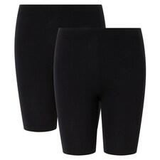 F&F School Unisex 2-Pack Cotton Rich Cycling Shorts in Black