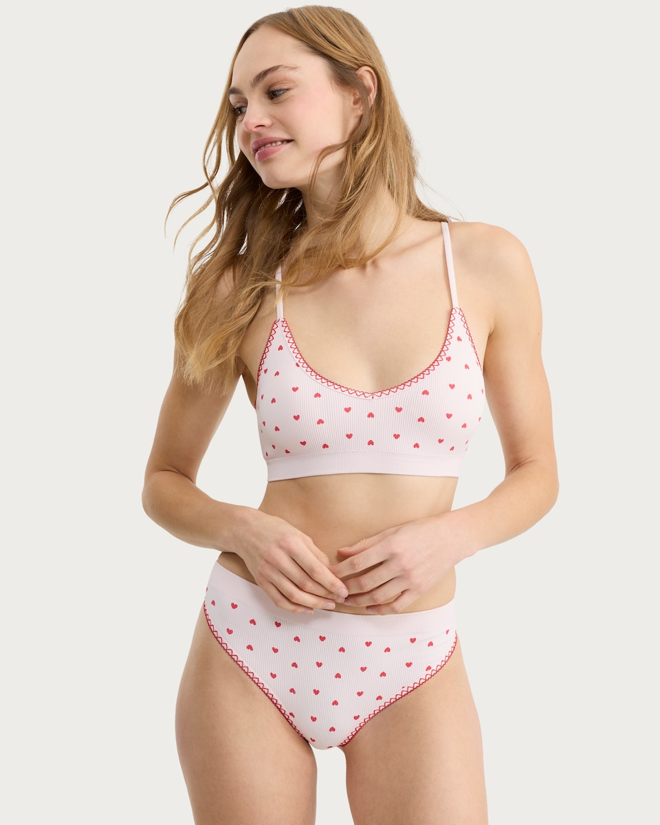 image 1 of F&F 2-Pack Ribbed Heart Print Thongs in Multi