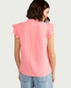 image 3 of F&F Pure Cotton Double Cloth Ruffle Sleeved Blouse in Pink