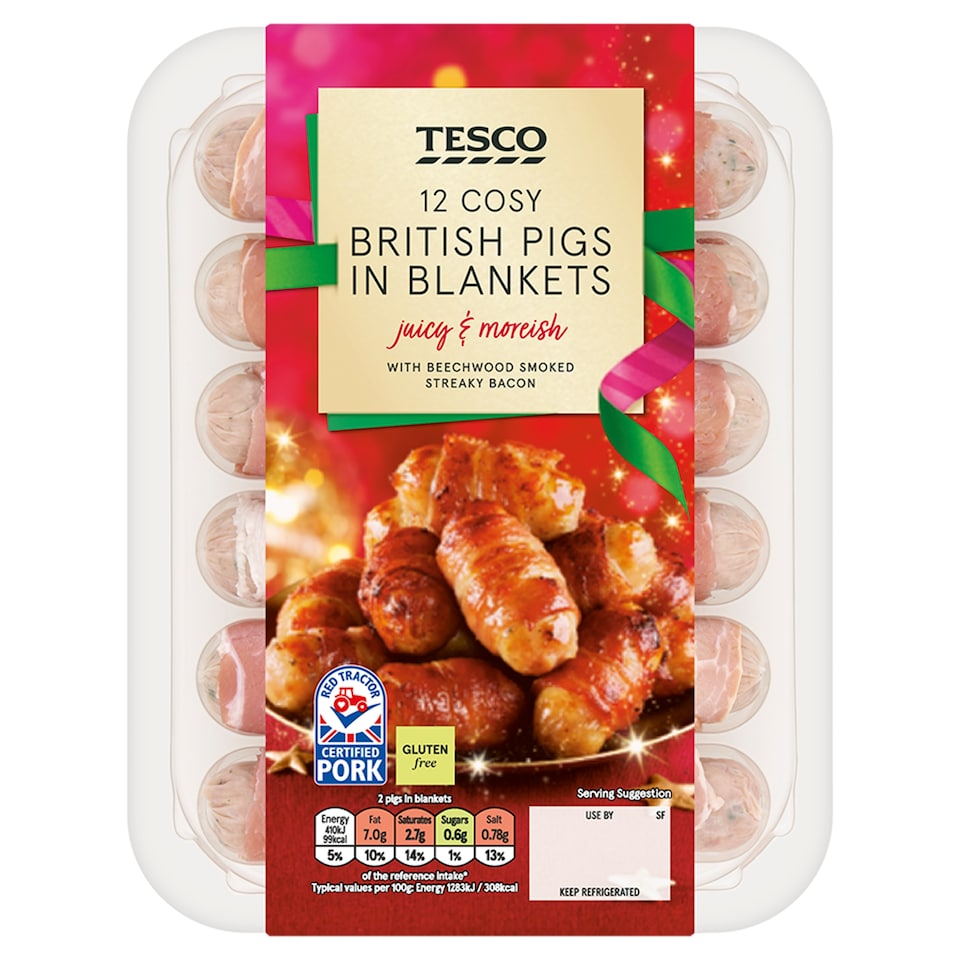 Tesco 12 British Pigs In Blankets 222G
