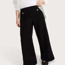 F&F Cotton Rich Boucle Textured Wide Leg Trousers in Black