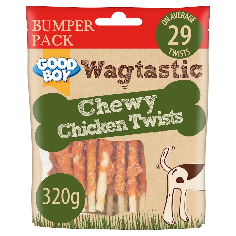 image 1 of Wagtastic Chewy Chicken Twists Dog Chew Treats 320G