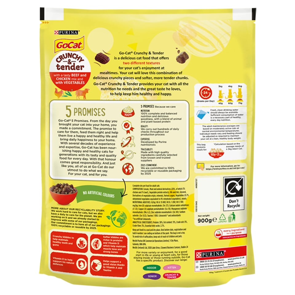 image 1 of Go-Cat Crunchy & Tender Beef Chicken Vegetable 900G