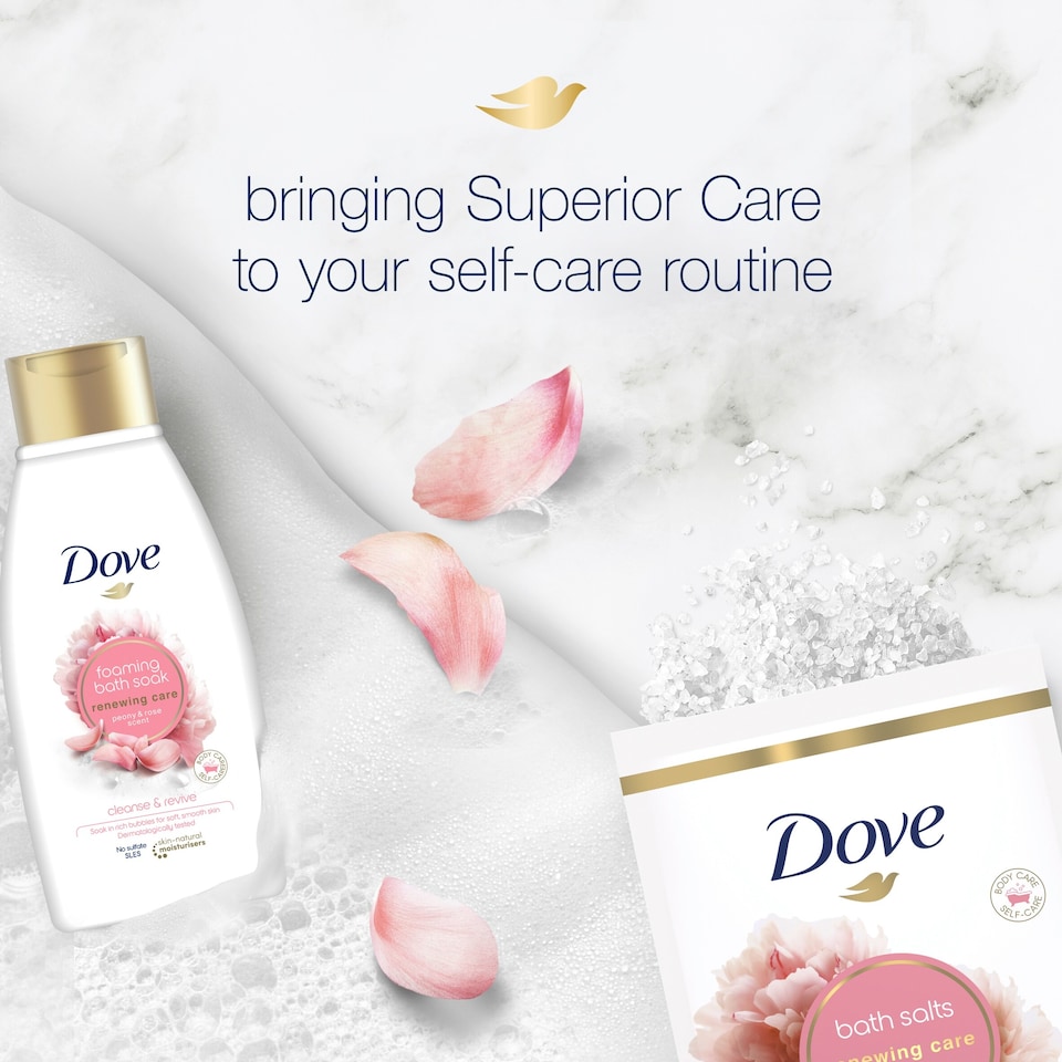 image 1 of Dove Renewing Care Peony & Rose Bath Salts 900g