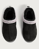 image 2 of F&F Girls Woven Trim Faux Fur Lined Chunky Slippers in Black
