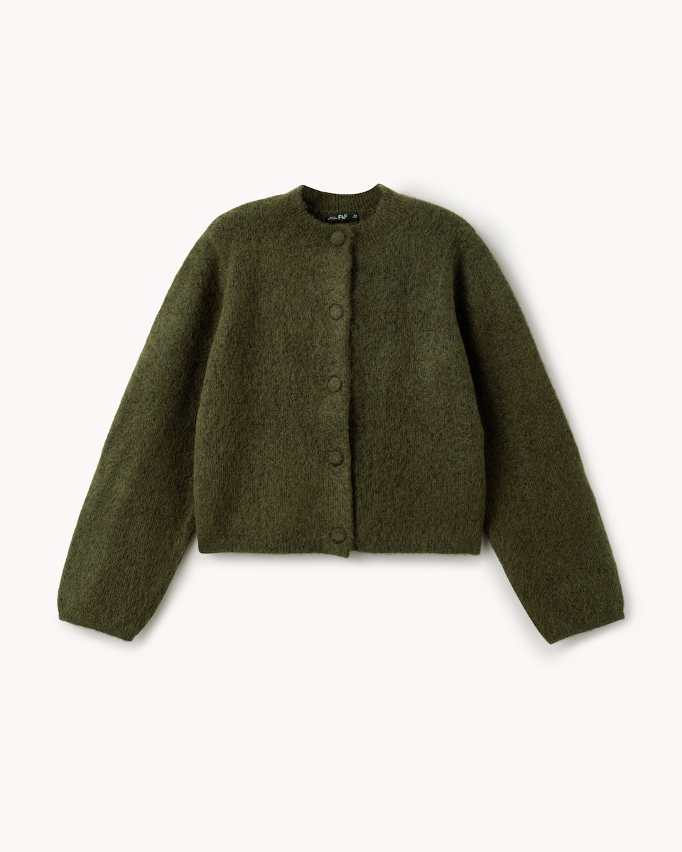 image 1 of F&F Knitted Button Up Cardigan in Olive