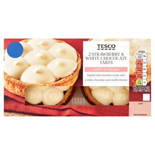 Tesco Strawberry & White Chocolate Tarts 160G Tesco Groceries