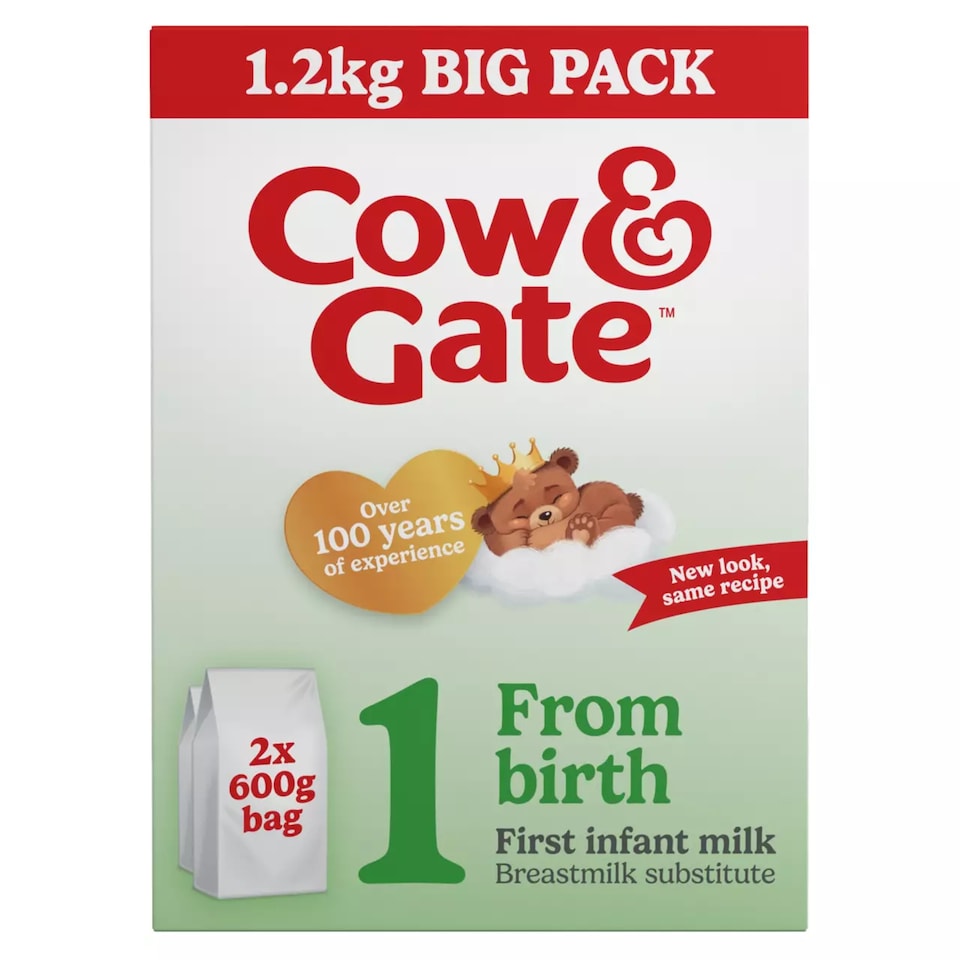image 1 of Cow & Gate 1 First Infant Baby Milk Formula Powder from Birth Big Pack 1.2kg