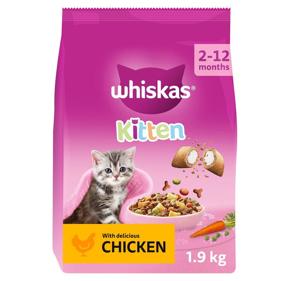 image 1 of Whiskas Kitten Dry Cat Food Biscuits Chicken 1.9Kg