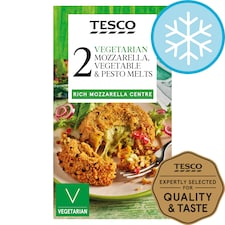 Tesco 2 Vegetarian Mozzarella Roast Vegetable & Pesto Melts 280G