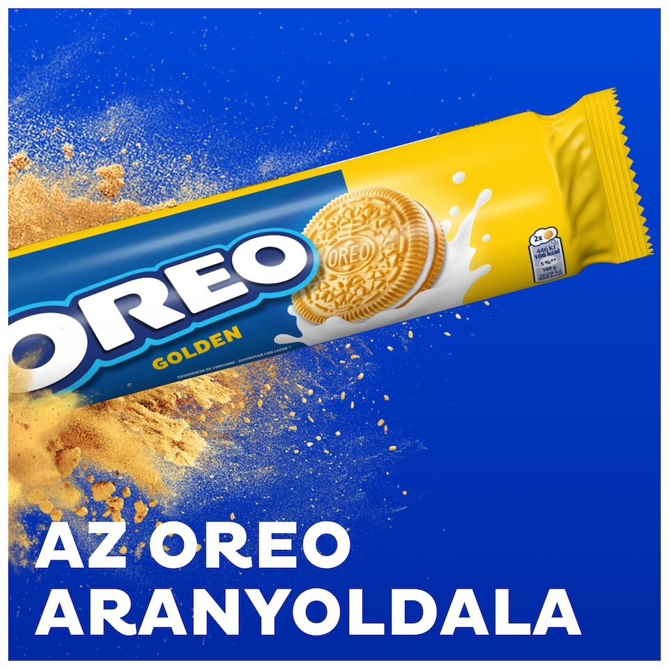OREO Golden Vaníliaízű Töltött Keksz, vegetáriánusok is fogyaszthatják, 14 db keksz 154 g  1. kép