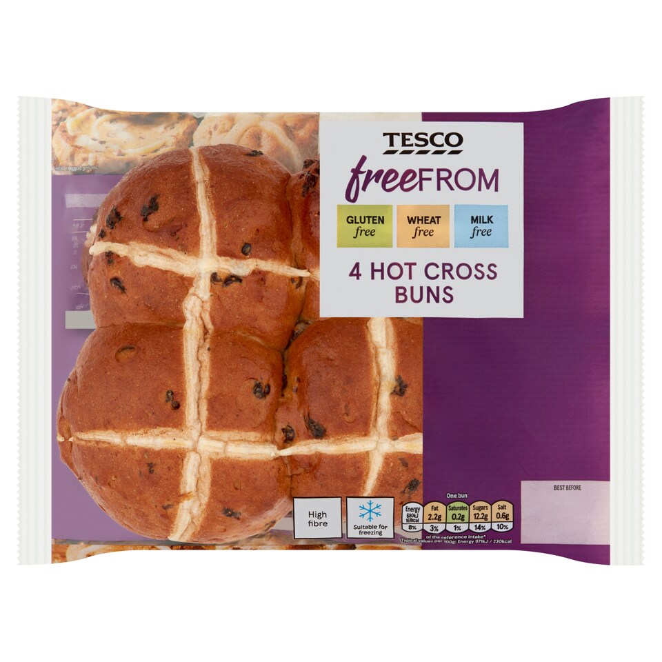 Tesco Free From Cinnamon Spiced Hot Cross Buns 4 Pack