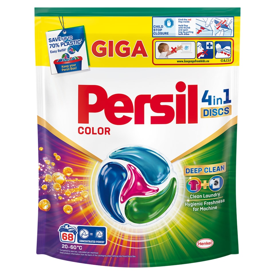 image 1 of Persil Discs 4in1 Deep Clean Color Concentrated Dosed Detergent 68 Washes 1122 g