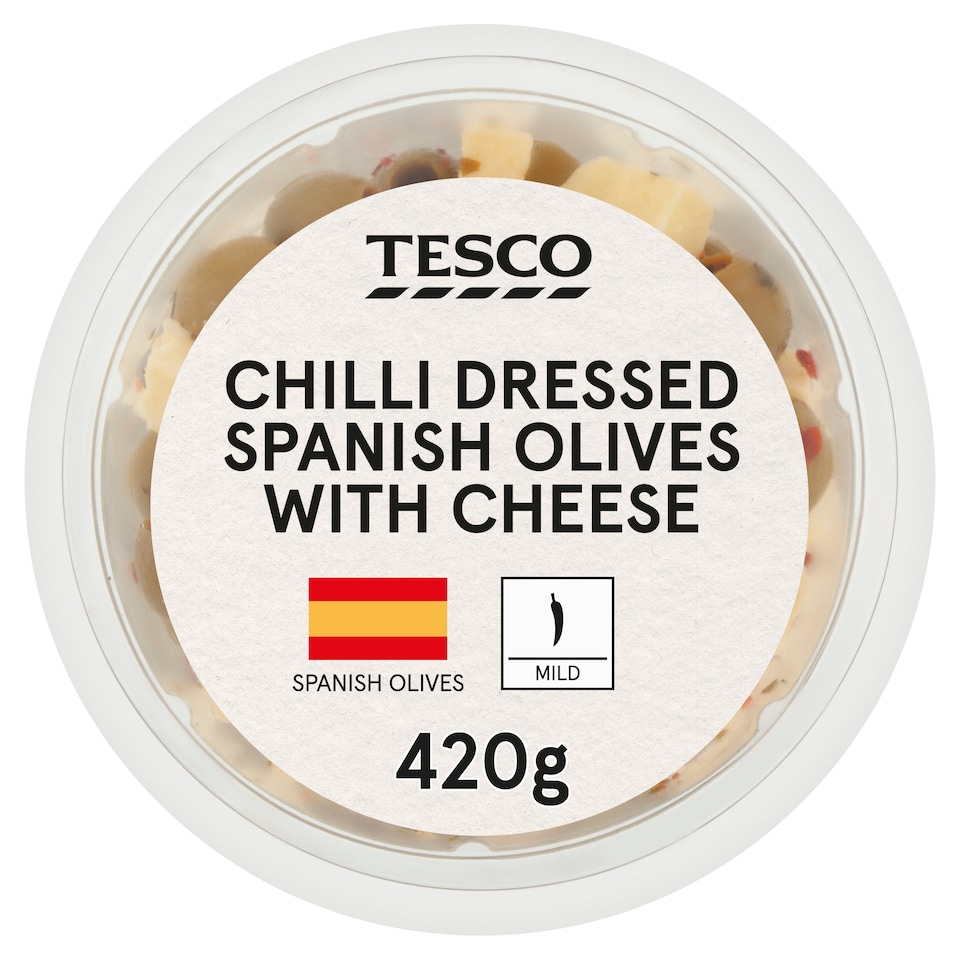 Tesco Chilli Dressed Spanish Olives with Cheese 420g