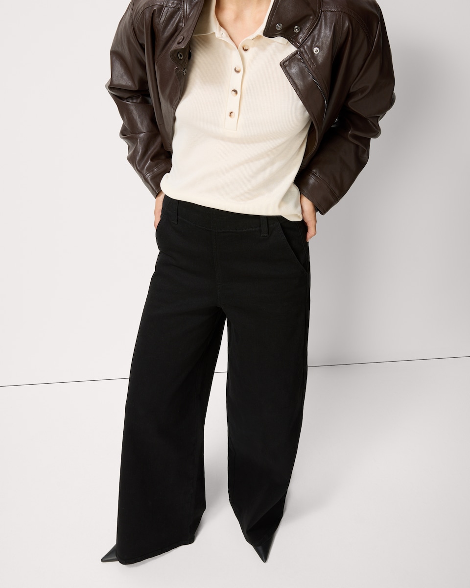 image 1 of F&F High Rise Wide Leg Jeans in Black