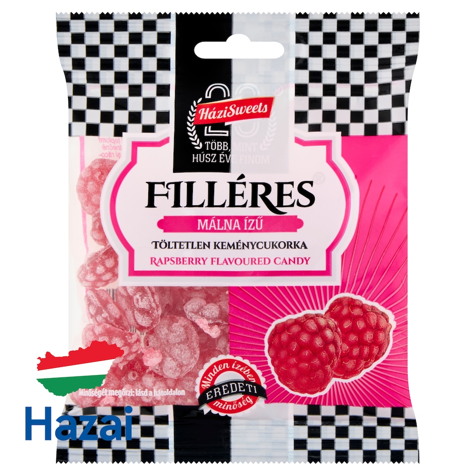 Házisweets Filléres Unfilled Hard Candy Raspberry Flavour 80 g