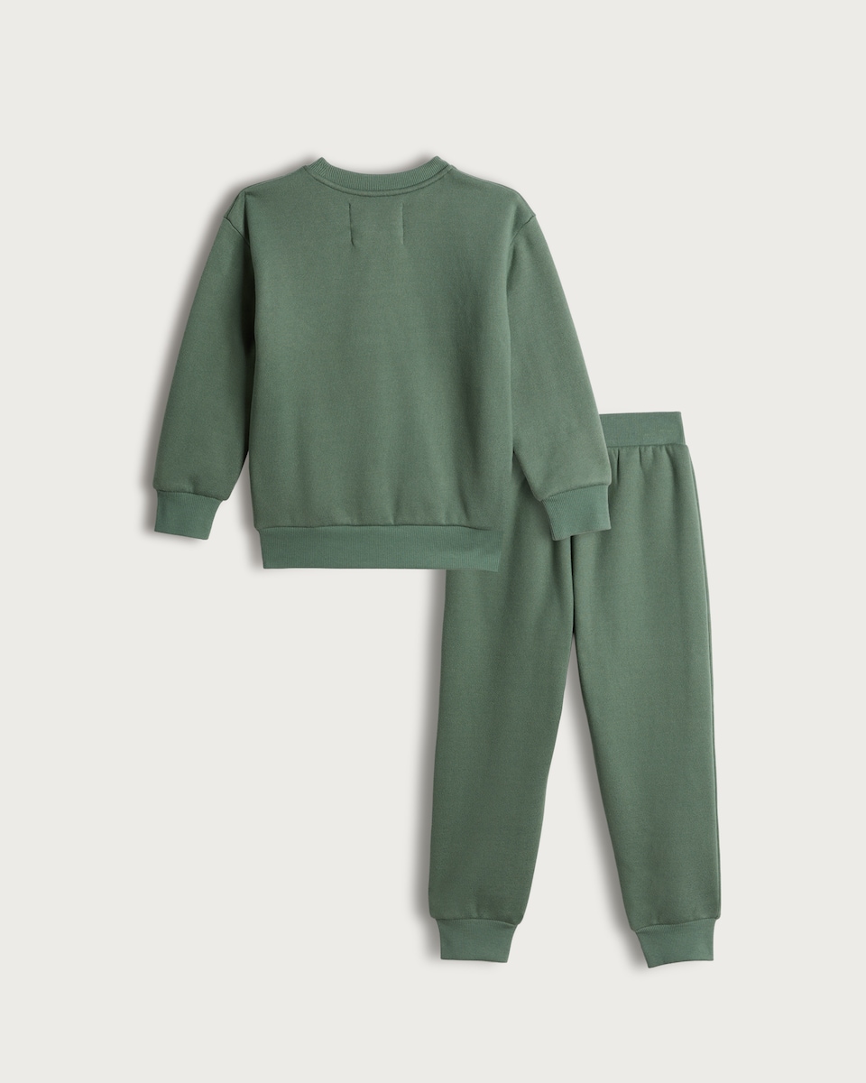 image 1 of F&F Boys Fleece Lined Printed Pyjama Set in Khaki