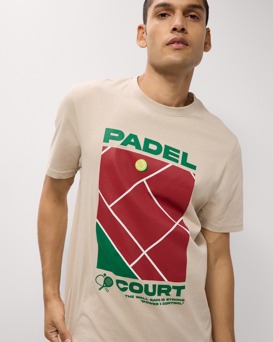 image 1 of F&F Pure Cotton Padel T-Shirt in Stone