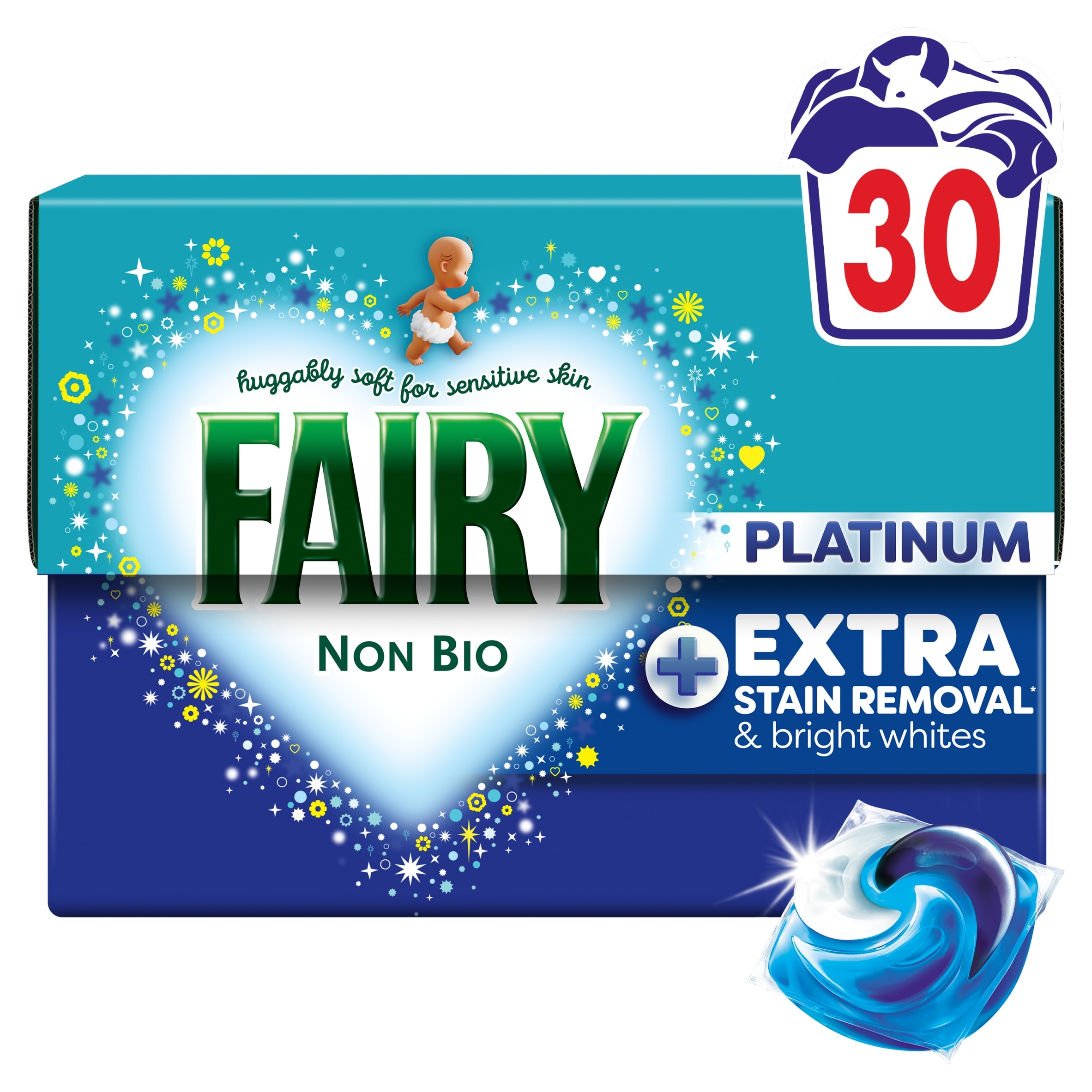 Fairy Non Bio Platinum Washing Pods Extra Stain Removal 30 Washes 747g